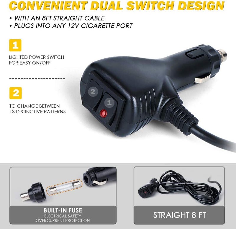 Xprite أضواء فلاش ستروب LED بيضاء زرقاء لحماية الشمس تحذير خطر لقوات إنفاذ القانون والشرطة ورجال الإطفاء والمتطوعين والمركبات الطارئة والشاحنات والسيارات - Image 4